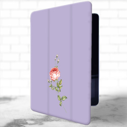 再販2♪『一輪の薔薇』パープル♪iPadケース タブレット mini6 10.2第9世代 Air Pro 11 12.9 2枚目の画像