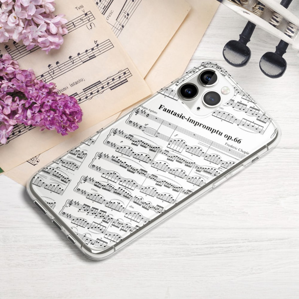 『ショパン幻想即興曲』iPhone/android スマホケース クリア ハード ピアノ 音楽 クラシック 2枚目の画像