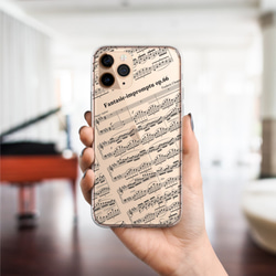 『ショパン幻想即興曲』iPhone/android スマホケース クリア ハード ピアノ 音楽 クラシック 3枚目の画像