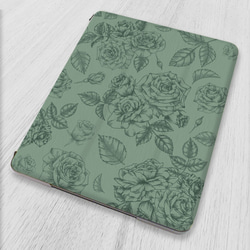 再販4♪『ヴィンテージローズ オリーブグリーン』軽量♪iPadケース