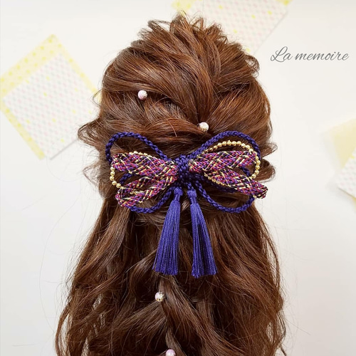 head accessories ] * p u r p l e * タッセル紐髪飾り ヘッドドレス 