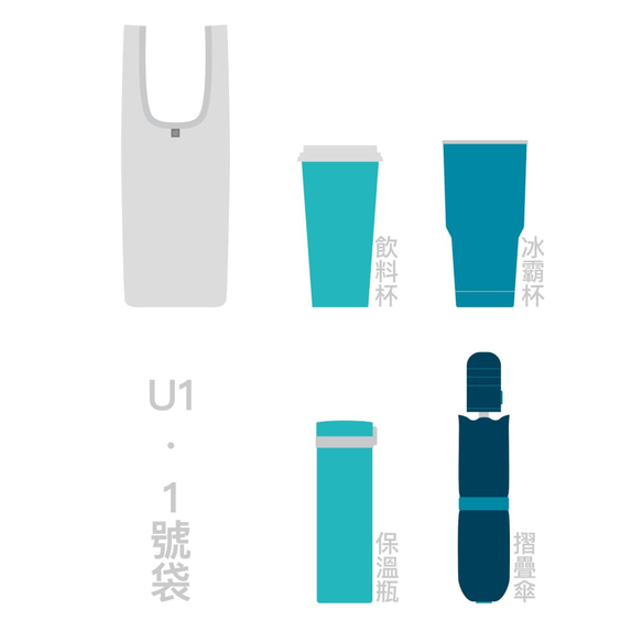 U1 一號購物袋 / 碧藍 / 單色【tē-á 簡單袋】 第5張的照片