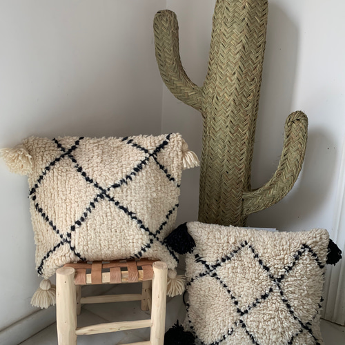 モロッコ ベニワレン Beniourain クッションカバー 白 1 クッション