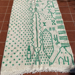 モロッコ ラグ カーペット　絨毯　アジラル ベニワレン　グリーン　11 2枚目の画像