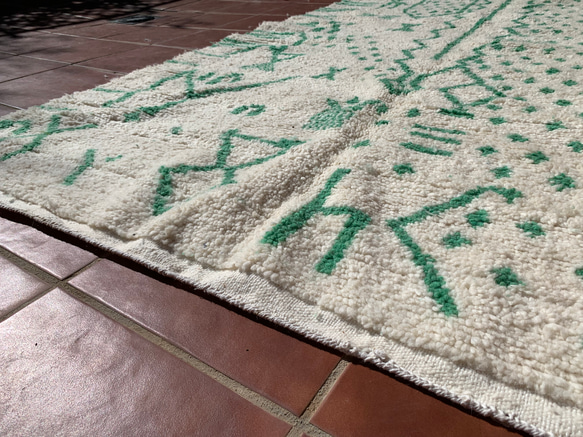 モロッコ ラグ カーペット　絨毯　アジラル ベニワレン　グリーン　11 7枚目の画像