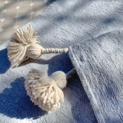 ポンポン ブランケット 毛布 ラグ pompom blanket ブルー 大 その他