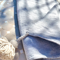 ポンポン　ブランケット　毛布　ラグ　pompom blanket  ブルー　小 4枚目の画像