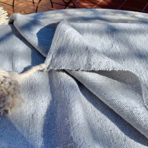 ポンポン ブランケット 毛布 ラグ pompom blanket ブルー 大 その他