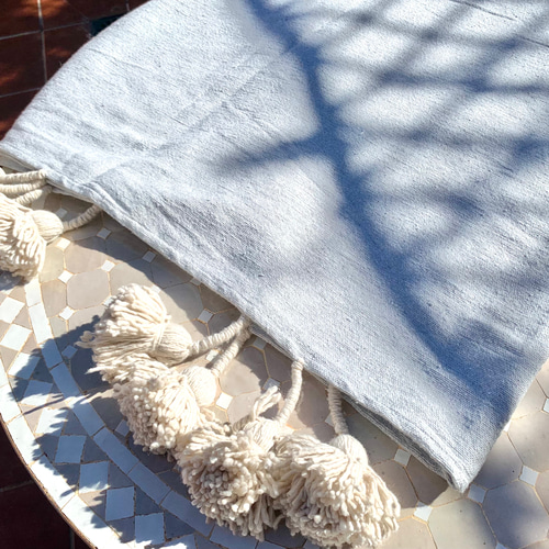 ポンポン ブランケット 毛布 ラグ pompom blanket ブルー 大 その他