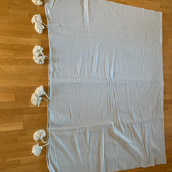 ポンポン　ブランケット　毛布　ラグ　pompom blanket  ブルー　大 8枚目の画像