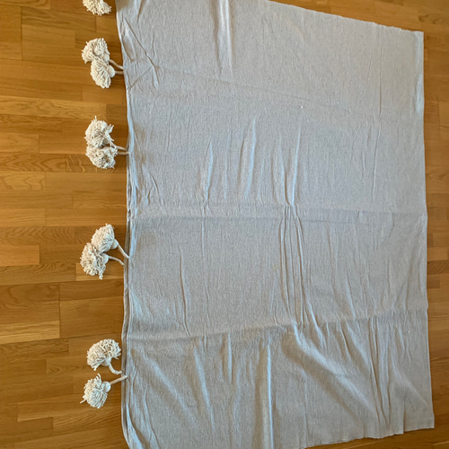 ポンポン ブランケット 毛布 ラグ pompom blanket ブルー 大 その他