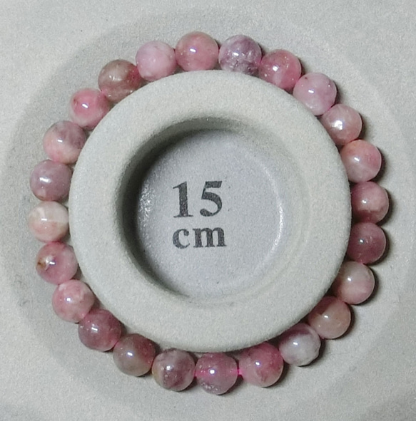 7mmピンクトルマリンのブレスレット【15cm】【健康】【縁結び】 4枚目の画像