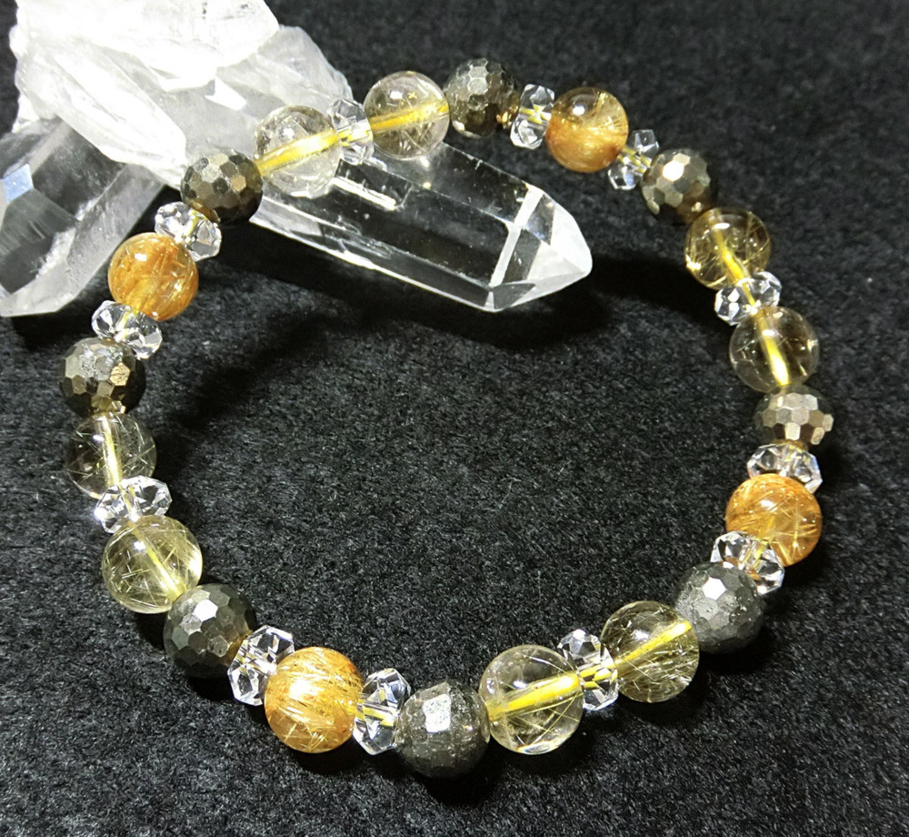 タイチンルチルとルチルクオーツのブレスレット【16㎝】