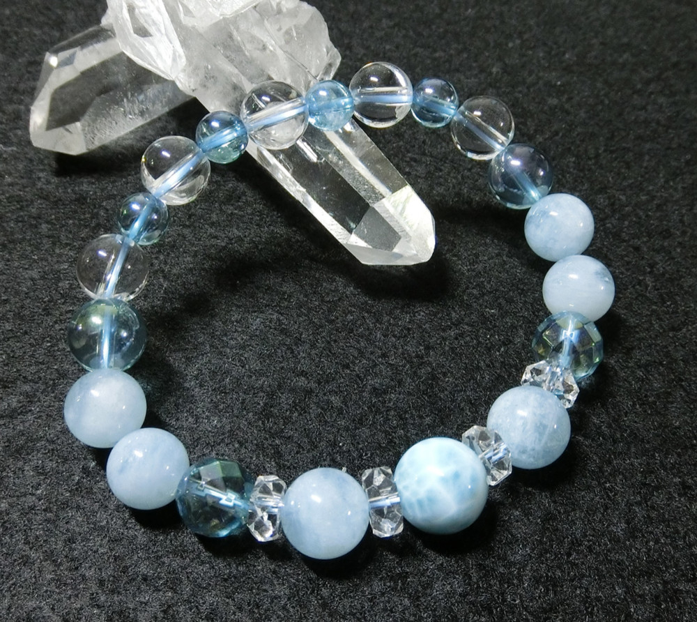 ラリマーとアクアマリンのブレスレット14㎝
