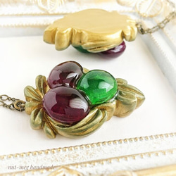 オリーブのネックレス・ダークパープル&グリーン( olive necklace/植物/ボタニカル/レジン/樹脂/ペンダン 4枚目の画像