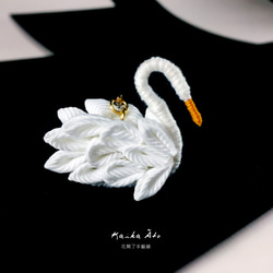Kaika Ato 【白天鵝-耳環】日式和風布花 / 和風布花 / つまみ細工 手工耳環 第3張的照片