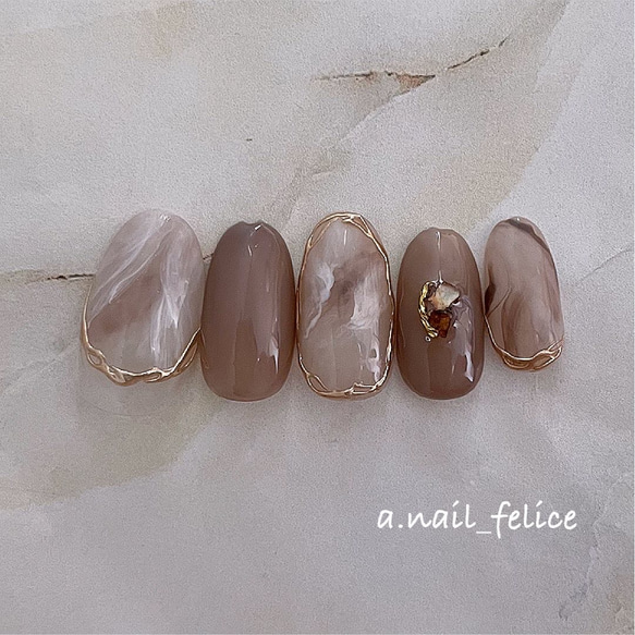 ふんわりモヤっと♡モカ色ニュアンスネイル ネイルチップ（つけ