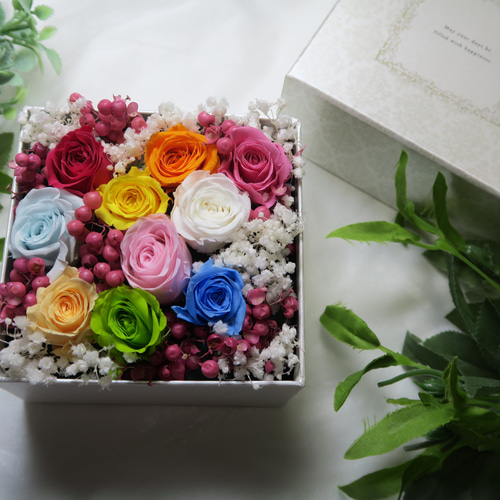 母の日や御祝いのプレゼントに♡カラフルフラワーボックス