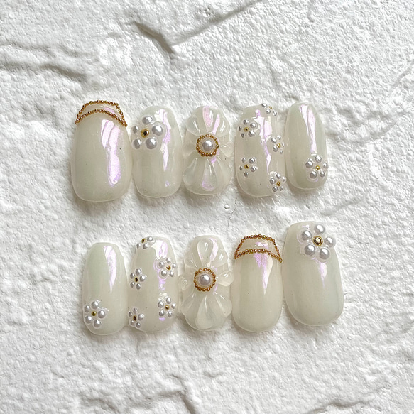 ぷっくりフラワー ニュアンス 成人式 ブライダル フレンチガーリー