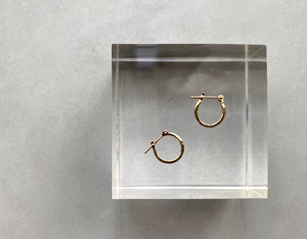 hammer finish mini hoop pierce   k10 k18