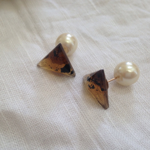 14kgf トライアルグルべっ甲 パールキャッチ ピアス ピアス（スタッド  