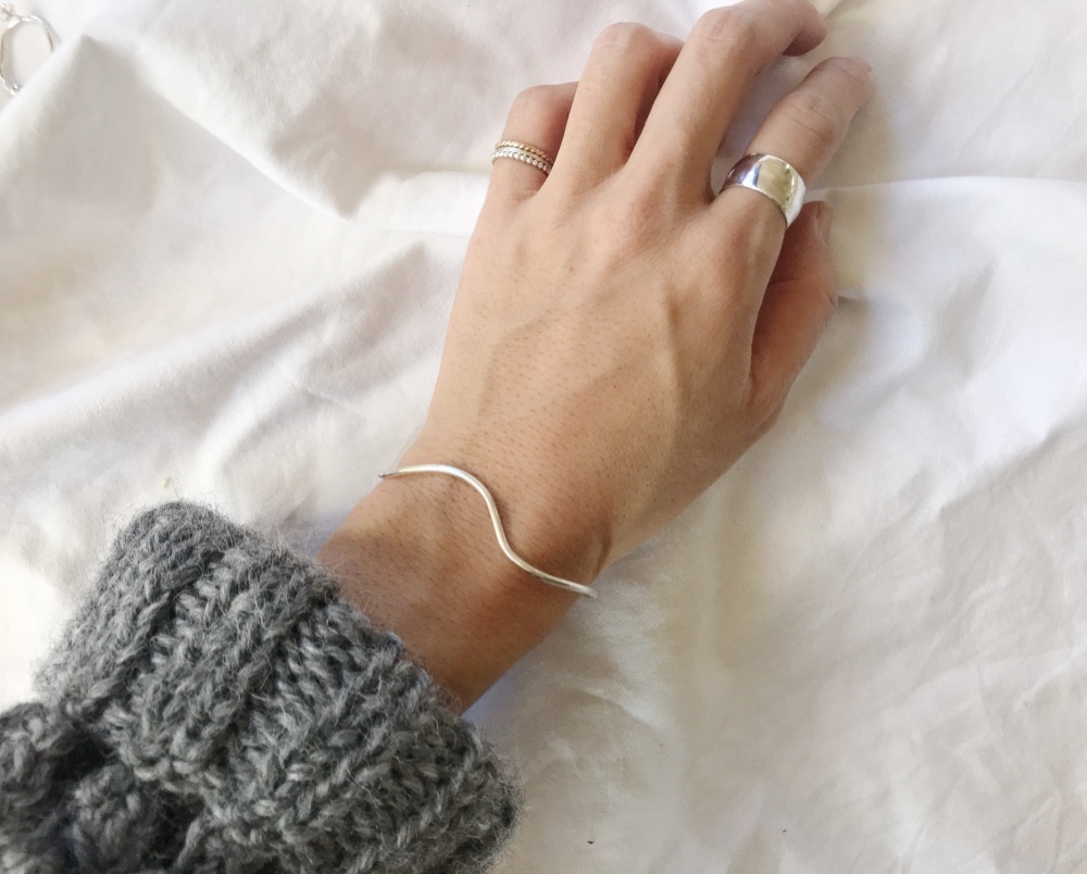 silver950 wave bangle