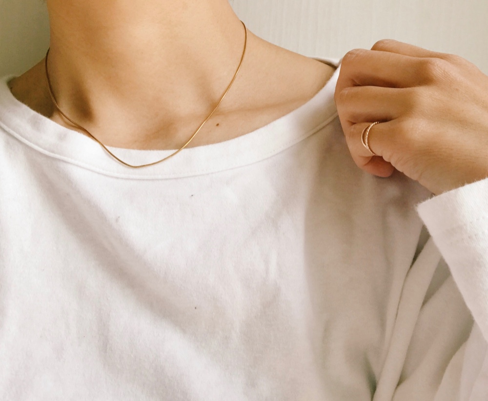 14kgf snake chain necklace　1.0mm