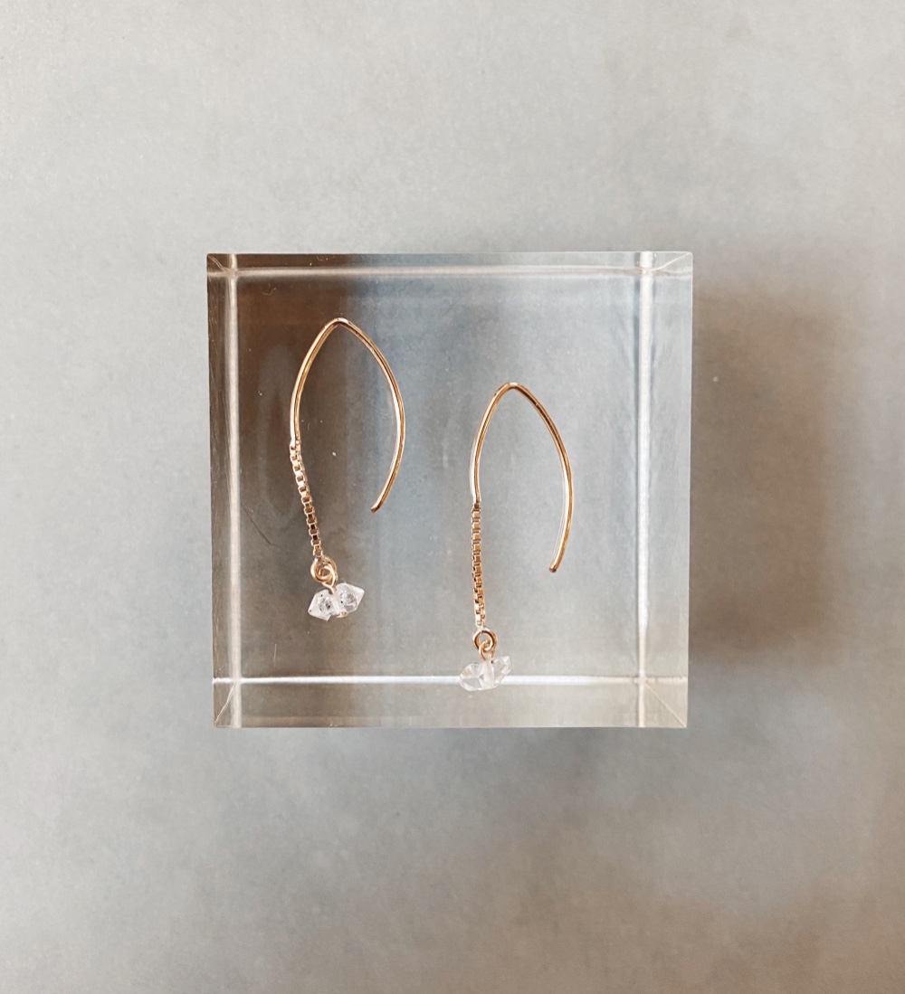 14kgf　ハーキマーダイアモンド マーキスピアス