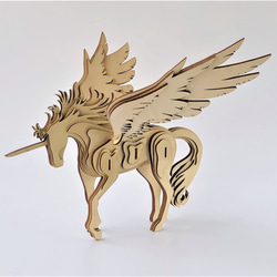 雷雕木質 立體3D拼圖DIY模型 擺飾 禮品 裝飾 天馬 飛馬 第2張的照片