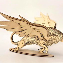雷雕木質 立體3D拼圖DIY模型 擺飾 禮品 裝飾 幻想 幻獸 傳說 格里芬 獅鷲 第1張的照片