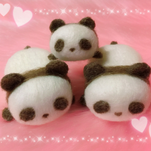 ふわぱん（こげちゃ）☆羊毛フェルトのふわふわパンダふわぱん(こげ