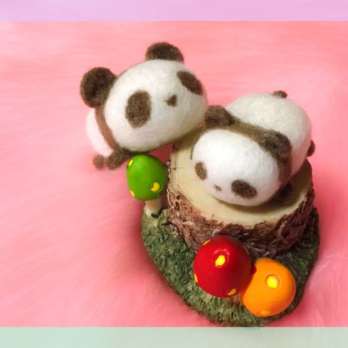 ふわぱん（こげちゃ）☆羊毛フェルトのふわふわパンダふわぱん(こげ