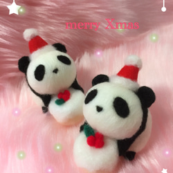 ふわぱんクリスマス☆羊毛フェルトのふわふわパンダふわぱん