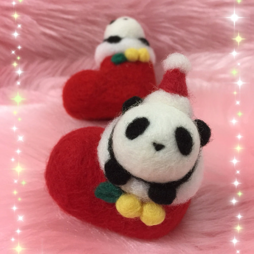 ふわぱんinサンタブーツ♡羊毛フェルトのふわふわパンダふわぱん