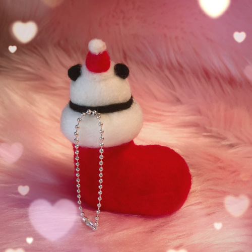 ふわぱんinサンタブーツ♡羊毛フェルトのふわふわパンダふわぱん