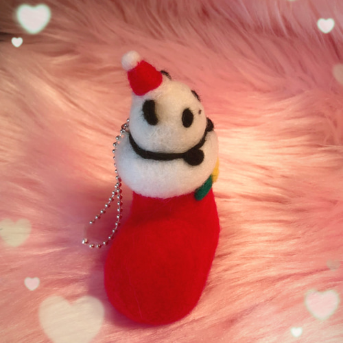 ふわぱんinサンタブーツ♡羊毛フェルトのふわふわパンダふわぱん