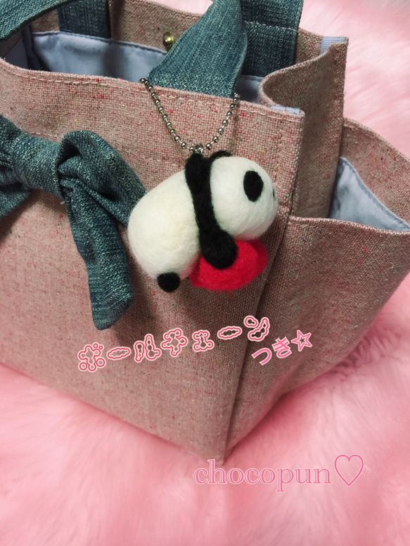 ハートふわぱんmini♡羊毛フェルトのふわふわパンダふわぱん☆はーとふわぱん♡受注製作 3枚目の画像