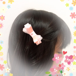 2個セット☆桜の花びら…ソメイヨシノ☆オーガンジーとサテンリボンのヘアクリップ 春の髪飾り☆ 2枚目の画像