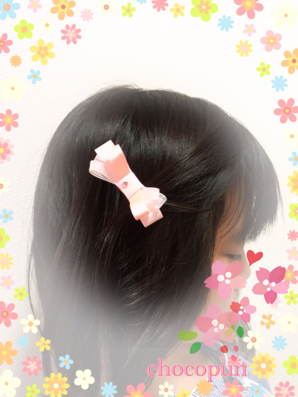 2個セット☆桜の花びら…ソメイヨシノ☆オーガンジーとサテンリボンのヘアクリップ 春の髪飾り☆ 2枚目の画像