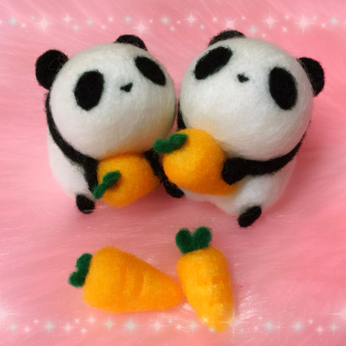 にんじんもぐもぐふわぱん☆羊毛フェルトのふわふわパンダふわ