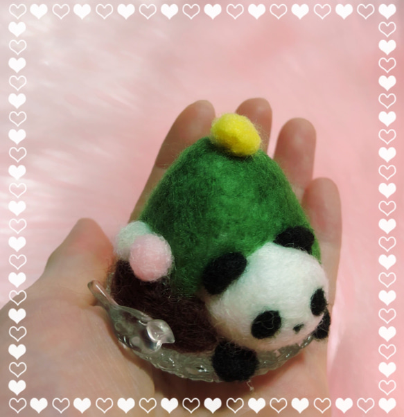 【数量限定】抹茶あずき白玉☆冷んや〜り☆かき氷inぱん♡羊毛フェルトのふわふわパンダinカキ氷『キャラクター祭2019』 4枚目の画像