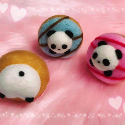 ドーナツinぱん②☆羊毛フェルトのふわふわパンダふわぱんドーナツ