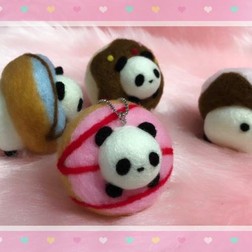 ドーナツinぱん②☆羊毛フェルトのふわふわパンダふわぱんドーナツ