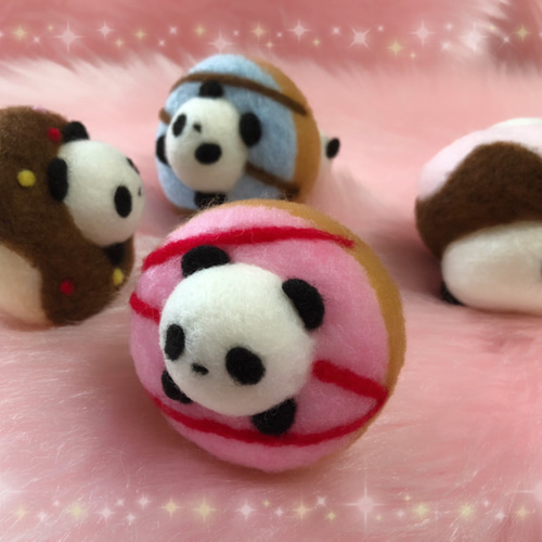 ドーナツinぱん②☆羊毛フェルトのふわふわパンダふわぱんドーナツ