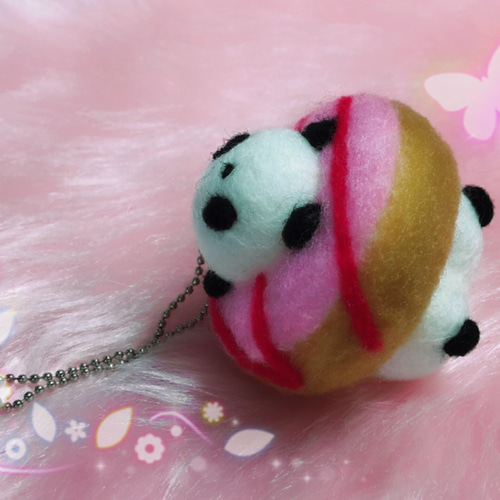 ドーナツinぱん②☆羊毛フェルトのふわふわパンダふわぱんドーナツ