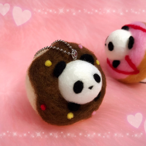 ドーナツinぱん③☆羊毛フェルトのふわふわパンダふわぱんドーナツ