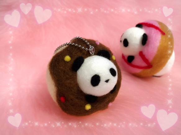 ドーナツinぱん③☆羊毛フェルトのふわふわパンダふわぱんドーナツ