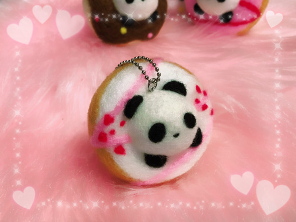 ドーナツinぱん⑤☆羊毛フェルトのふわふわパンダふわぱんドーナツ