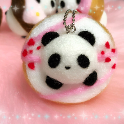 ドーナツinぱん⑤☆羊毛フェルトのふわふわパンダふわぱんドーナツ