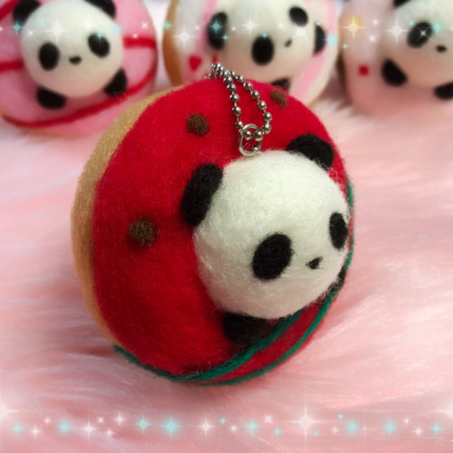 ドーナツinぱん⑦☆羊毛フェルトのふわふわパンダふわぱんドーナツ
